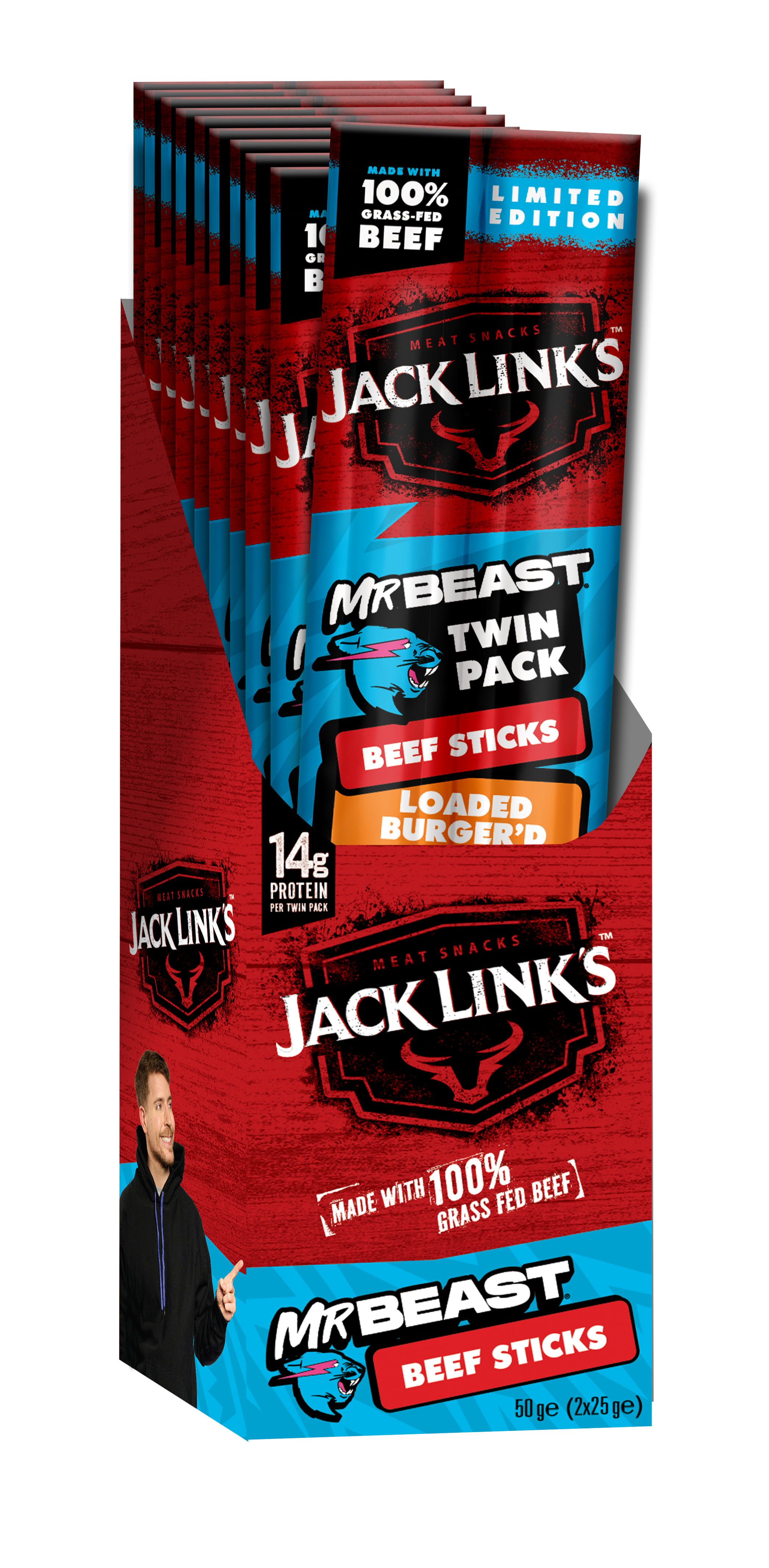 Mr Beast WTF Beef Sticks (2x25g) | 10 Pack